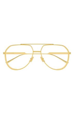 Bottega Veneta 60mm Pilot Sunglasses in Gold/Transparent Lens at Nordstrom