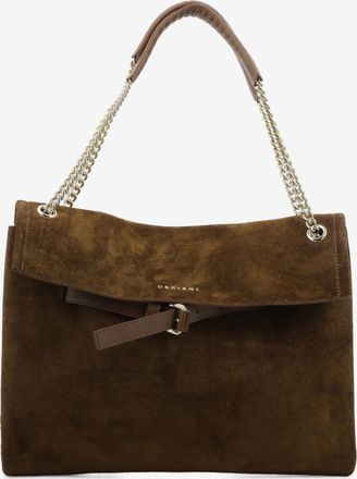 Orciani Borsa Venus Peach Midi a spalla in suede cocoa