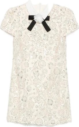 Self Portrait Jurk met pailletten en mini-lengte - Dames - Feestkleedjes - Beige - 2XS - Pailletten - Kleedjes