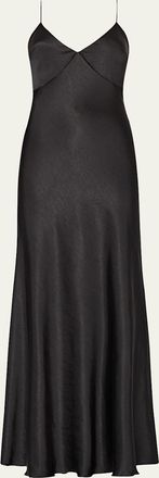 Milly Addie Cutout Hammered Satin Cami Maxi Dress