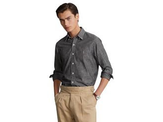Polo Ralph Lauren Classic Fit Chambray Shirt Mens Clothing Grey : 2XL, Cotton
