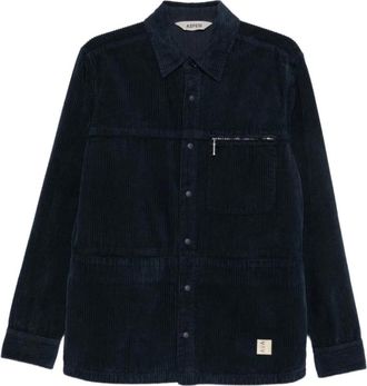 Aspesi Kledingstuk-geverfd ongevoerd corduroy overhemd - Heren - Jassen - Blauw - Maat: 2XL Corduroy