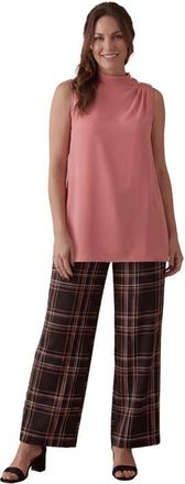 Jessica London Stretch Knit Crepe Draped Tunic in Tea Rose at Nordstrom, Size Medium