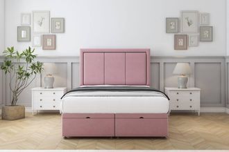 Comfort Beds Savoy Plush Ottoman Bed Base-26 Strutted Headboard in Pink | Size: Small Single