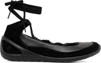 Ecco Biom Lite lace-up ballet flats - women - Calf Suede/Calf Leather/Fabric/Rubber - 37 - Black