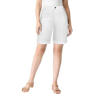 Roaman's Plus Size Easy-Wear Bermuda Short in White Denim at Nordstrom, Size 18