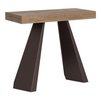 Itamoby Consola extensible 90x40/300 cm efecto madera roble natural y hierro