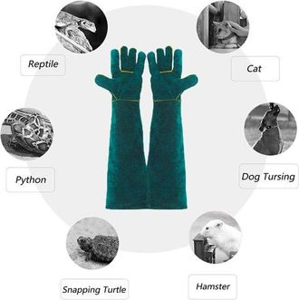 OEM Guantes De Protecci&oacute;n Antimordeduras De 60 Cm - Cuero, Guantes De Seguridad Para El Cuidado De Animales, Ba&ntilde;o Y Aseo De Perros, Gatos Y P&aacute;jaros