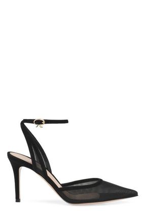 Gianvito Rossi Dorotea DOrsay 85 Ankle Pump in Black Fabric at Nordstrom, Size 37.5