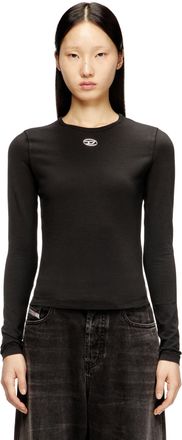 Diesel Cotton sweater with Oval D logo - T-Shirts - Woman - Black