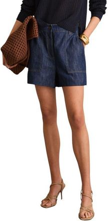 Reiss Ashby Linen Shorts in Indigo at Nordstrom, Size 10 Us