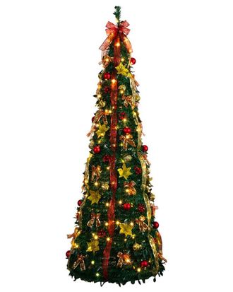 Nearly Natural 7Ft. Pre-Lit Artificial Pop Up Christmas Tree