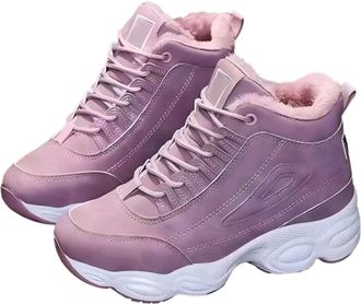 Generic Womans Shoes Lined Cotton Shoes Versatile Heel Increasing Casual Sports Sneakers Anti Warm Boots Wide Fitting Running Shoes (Pink, 3.5)