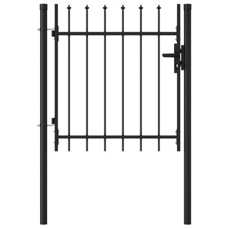 Berkfield Home Fence Gate Single Door with Spike Top Steel 1x1 m Black