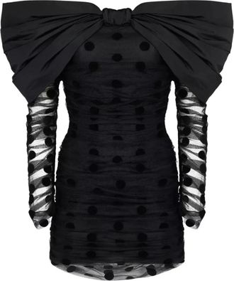 Nina Ricci Polka Dot Tule Mini Jurk - Dames - Feestkleedjes - Zwart - S - Tule - Kleedjes