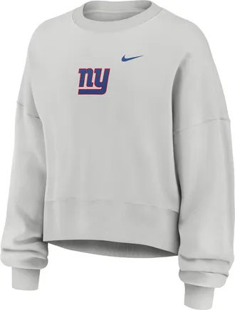 Nike New York Giants Primetime Phoenix Nike Womens NFL Oversized Pullover Crew in Grey | 01D70BB8I-CSV