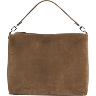 Toteme Medium Bevel Corded Suede Hobo Bag in Dark Taupe at Nordstrom