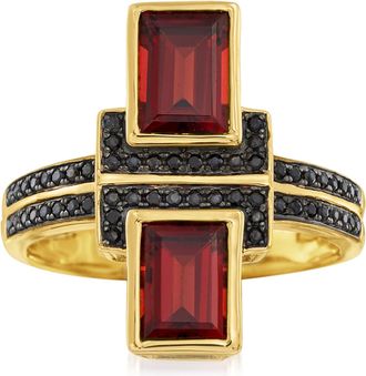 Ross-Simons Burgundy Garnet and. Black Spinel Ring in 18kt Gold Over Sterling