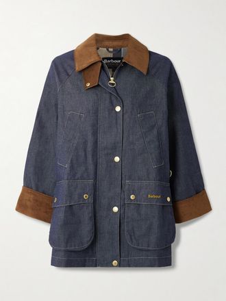 Barbour Giacca In Denim Con Finiture In Velluto A Coste Di Cotone Asker - Blu