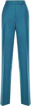 Max Mara Pantalone Lungo - Dames - Straight fit broeken - Blauw - L - Broeken