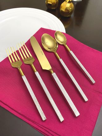 Vibhsa Designer 20 Piece Gold Flatware Set