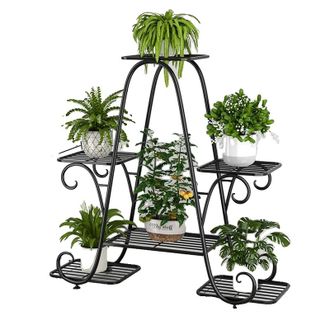 OEM Soporte Para Plantas, Dise&ntilde;o De 6 Niveles, Construcci&oacute;n Met&aacute;lica, Negro