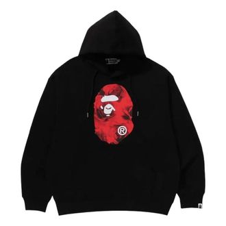 A Bathing Ape Floral Solid Camo Ape Head Relaxed Fit Pullover Hoodie Black 1K80-114-301-BLACK