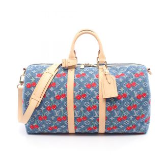 Louis Vuitton Blue Multi-Color Denim Leather Boston Bag (Pre-Owned)