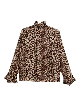 Alberto Biani Leopard-Print Silk Blouse - Brown