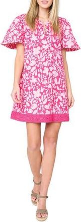 Gibsonlook Lace Trim Floral Cabana Dress in Pink Potager Print at Nordstrom Rack, Size Xx-Small