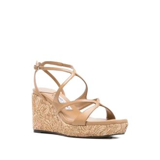 Jimmy Choo London Wedges, female, Beige, Size: 7 1/2 US Ayla 85 Espadrille Wedge