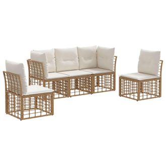 vidaXL Conjunto De Sof&aacute;s De Exterior Natural Poli&eacute;ster Vidaxl