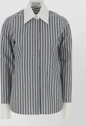 Stella McCartney striped poplin shirt button cuffs collar