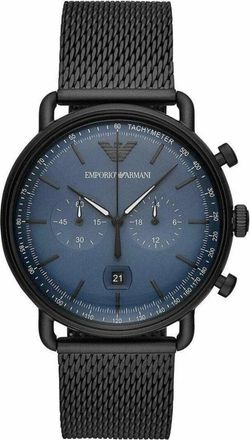 Emporio Armani Accessoires, Heren, Zwart, ONE Size, Aviator Chronograaf Horloge