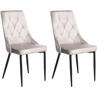 Beliani Set di 2 sedie da pranzo moderne in velluto con gambe nere in ferro verniciato a polvere tortora Avenir