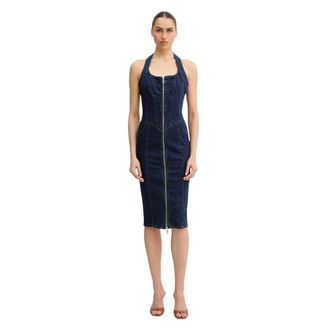 Fracomina Abito Midi Senza Maniche con Zip - - Dresses - Donna - Blu - M
