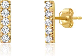 MAX + STONE 14k Yellow or White Gold Small Gemstone Bar Stud Earrings
