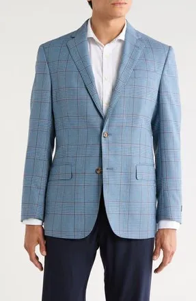 Brooks Brothers Classic Check Wool Sport Coat in Light Blue Multi Check at Nordstrom Rack, Size 46 Regular