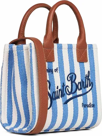MC2 Saint Barth Womens Mini Vanity Bag Light Blue-White Multicolour Calf Leather Handbags Hand