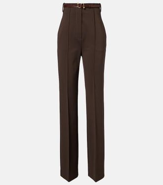 Sportmax Belted cr&ecirc;pe straight pants