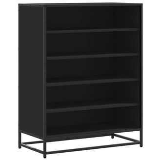 Berkfield Home Shoe Cabinet Black 75x38x97.5 cm Engineered Wood & Metal