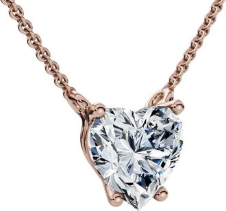 Pompeii3 1Ct Heart Shape Diamond Solitaire Diamond Pendant 14k Gold Necklace Lab Grown