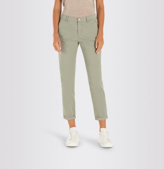 MAC Broeken Chinohose MAC CHINO turn up, Damen, Gr. 34, N-Gr, grau (dried rosmary), Web, Obermaterial: 96% Baumwolle, 4% Elasthan, unifarben, slim fit kn&ouml;chelfrei