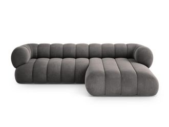 Cosmopolitan Design Sof&aacute; esquinero derecho 5 plazas de terciopelo gris