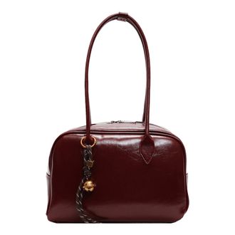 Generic Large Capacity Handbag with Zipper PU Leather Shoulder Bag for Girls (Wine Red)