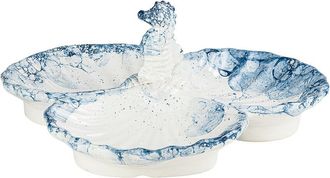 10 Strawberry Street Tidal Drift Seahorse 3-Section Serving Caddy