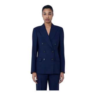 Dries Van Noten Blazers, female, Blue, Size: 2XS Double-Breasted Wool Blazer