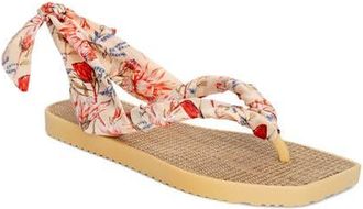 Badgley Mischka Wrenna Slingback Ankle Wrap Sandal in Natural Multi at Nordstrom, Size 10