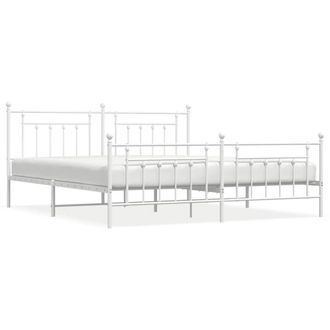 Berkfield Home Metal Bed Frame with Headboard & Footboard White 193x203 cm