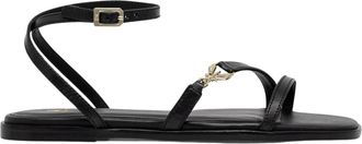 Patrizia Pepe Platte Sandalen - Dames - Sandalen - Zwart - 40 EU - Leer - Schoenen
